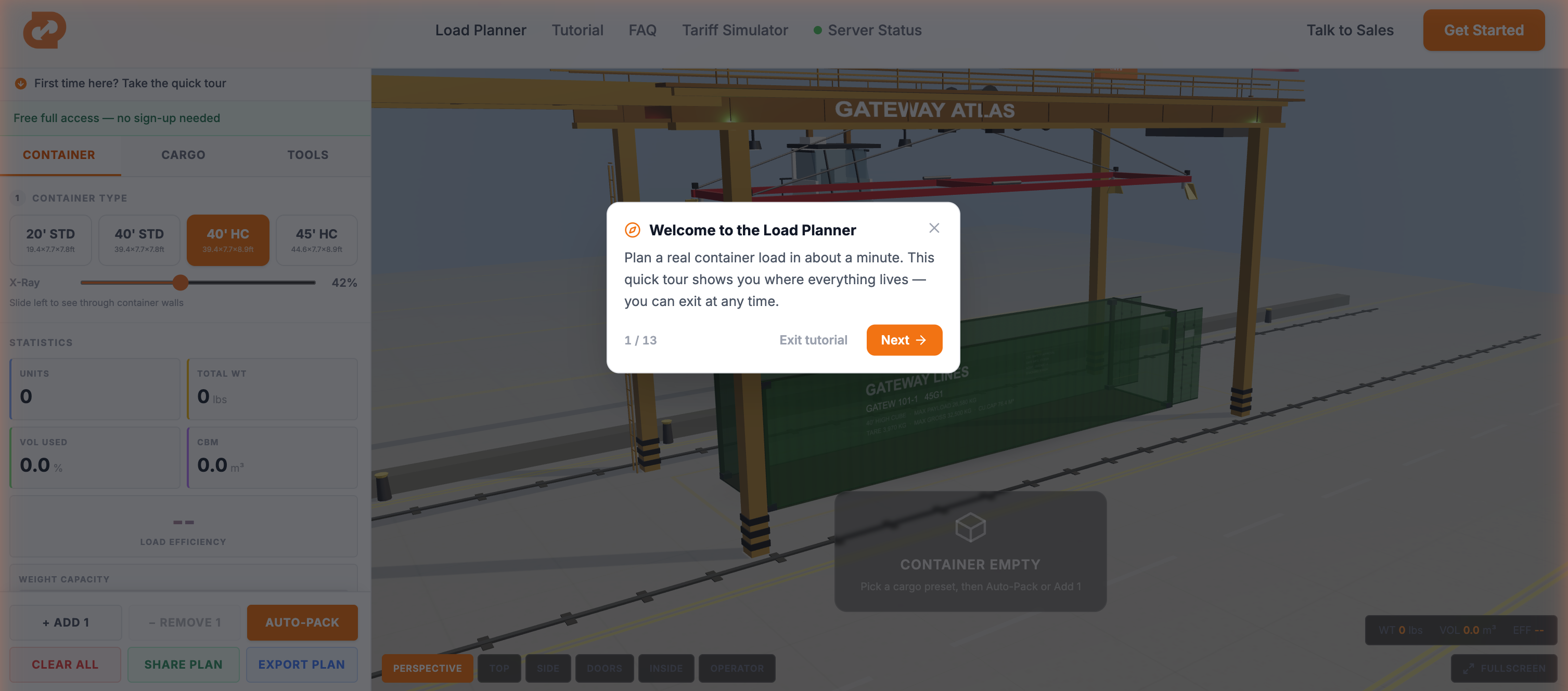 100% free 3d load planner 3d load planner in tutorial mode
