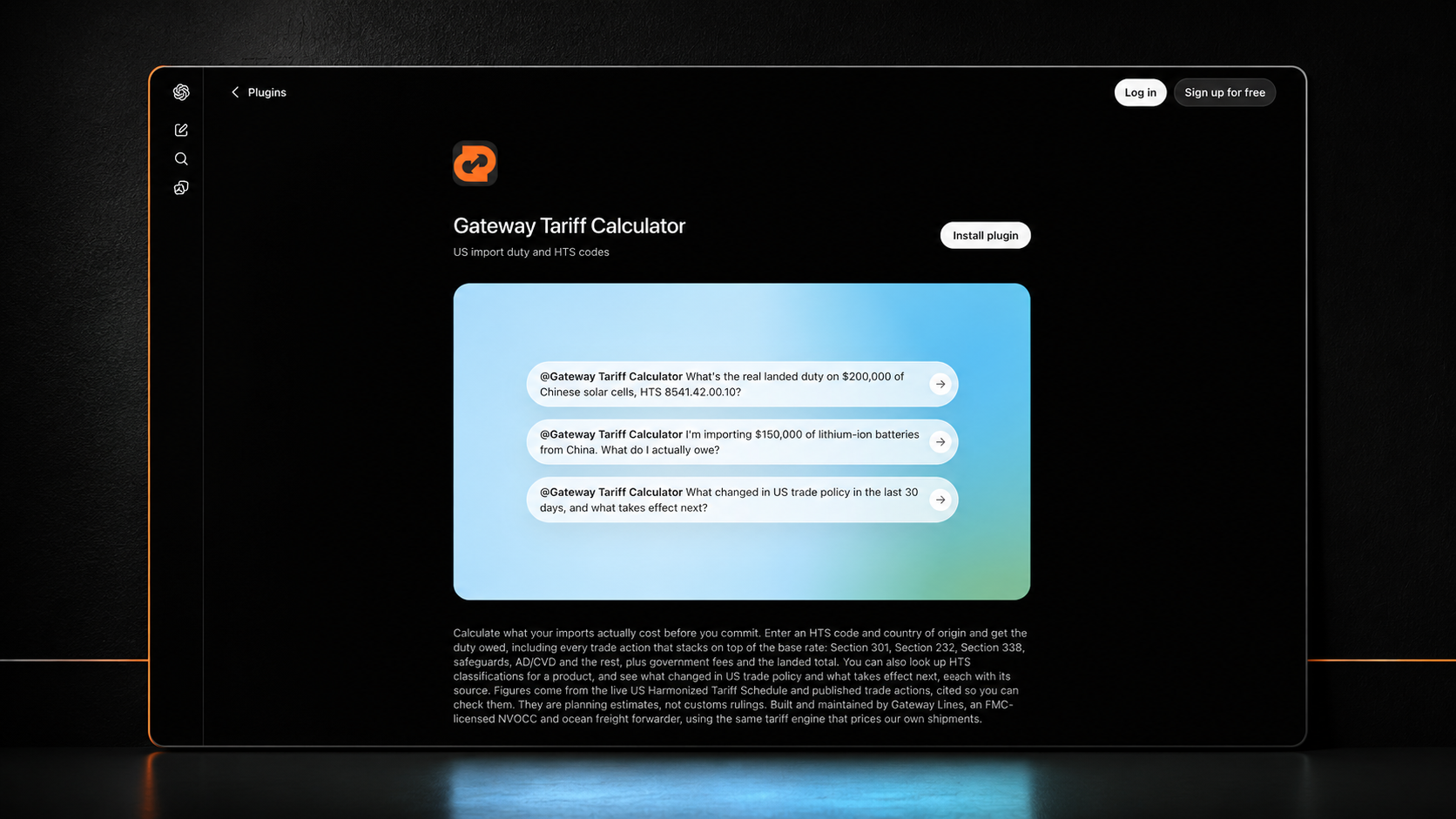 Gateway Tariff Calculator Is Now a ChatGPT Plugin